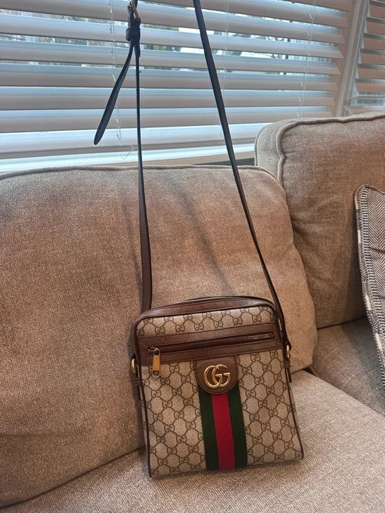Gucci GG Supreme Ophidia Crossbody Bag with Web Stripe - Picture 4 of 4